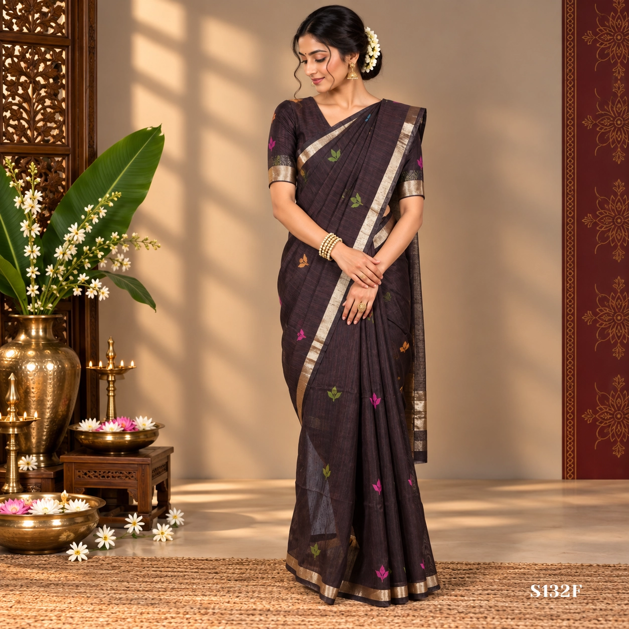 S132F Khadi Jamdani Sarees - Image 1