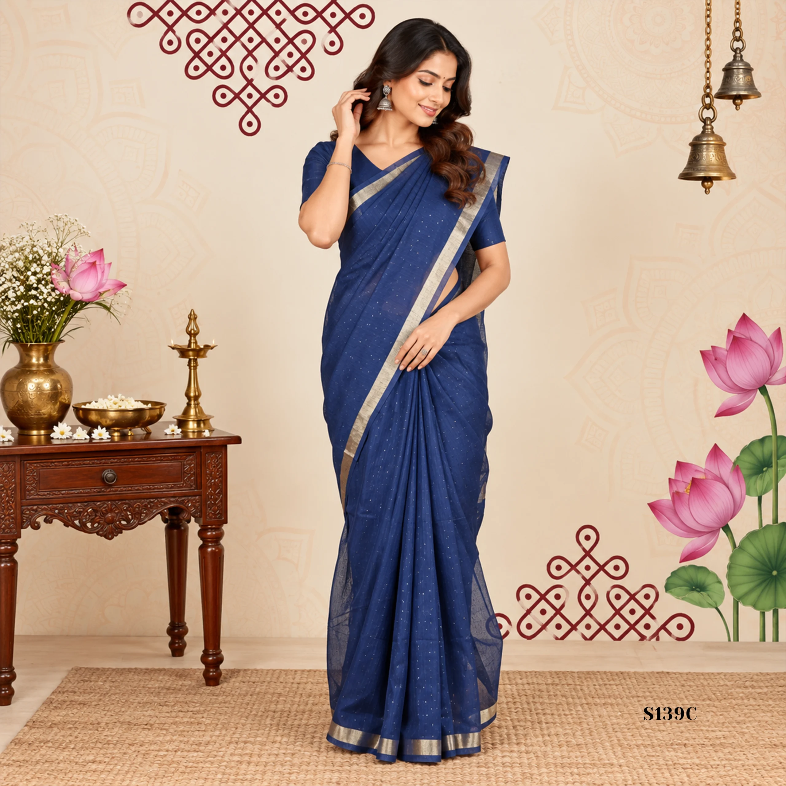 S139C Khadi Jamdani sarees - Image 1