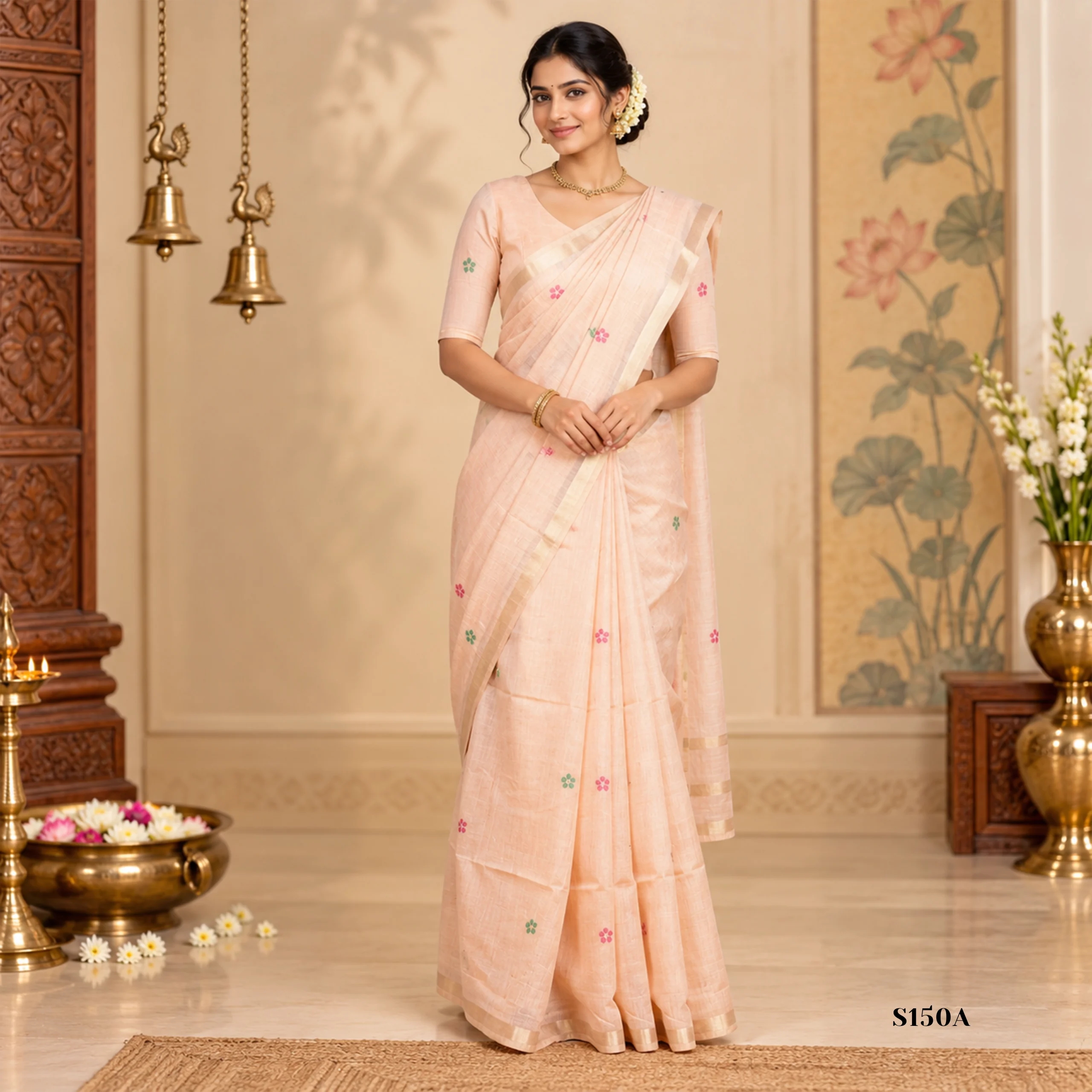 S150A Khadi Jamdani Sarees - Image 1