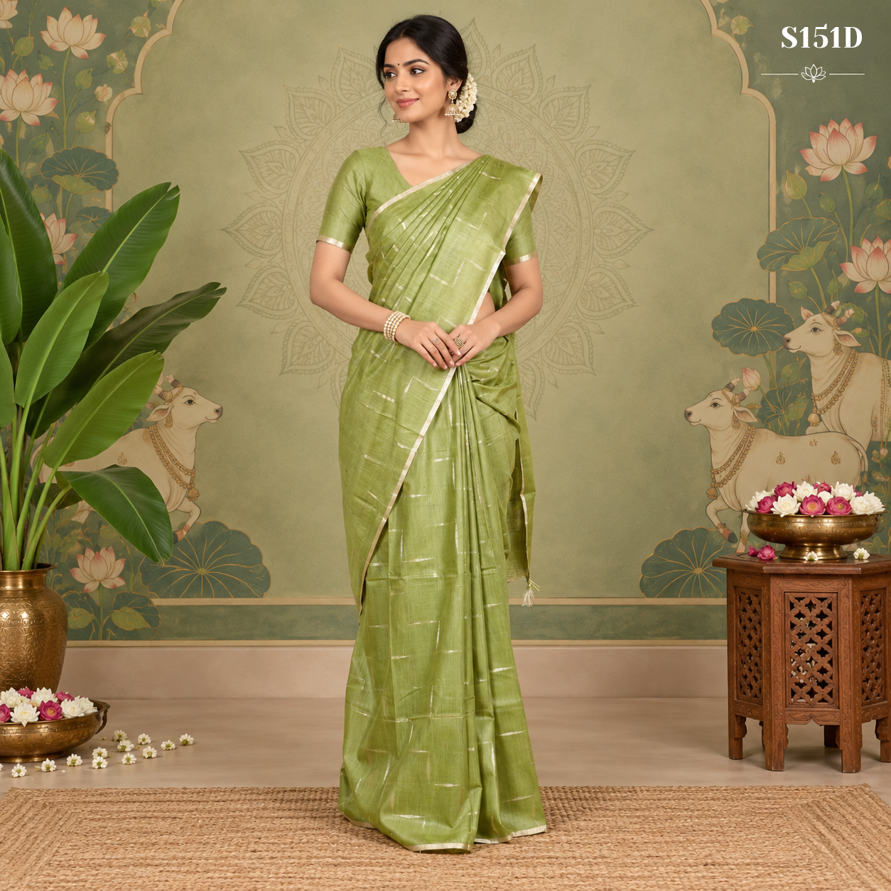S151D (2) Semi Khadi Sarees - Image 1