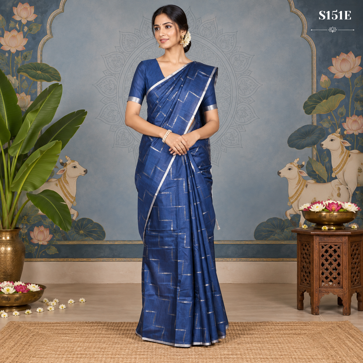 S151E (2) Semi Khadi Sarees - Image 1