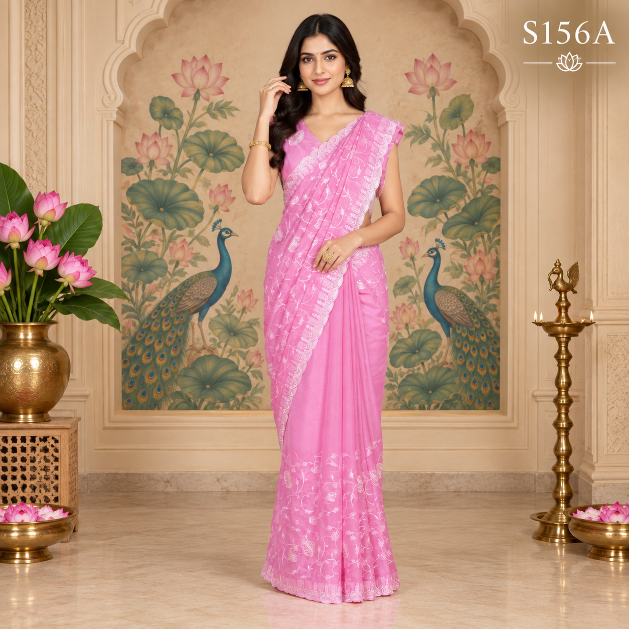 S156A (3) Fancy Work Sarees - Image 1