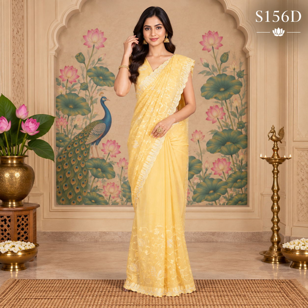 S156D (2) Fancy Work Sarees - Image 1