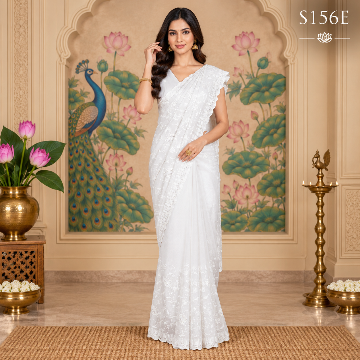 S156E (2) Fancy Work Sarees - Image 1