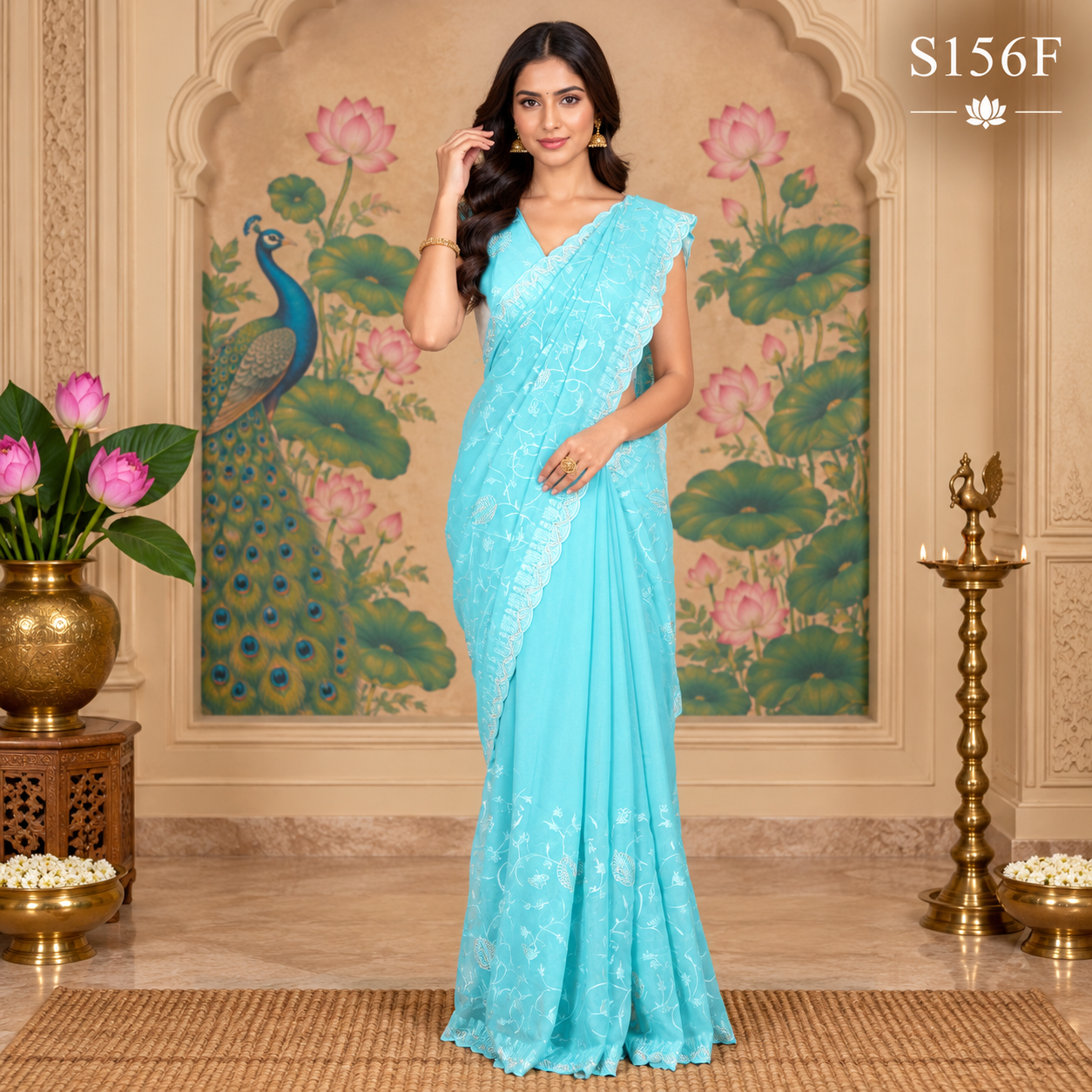 S156F (2) Fancy Work Sarees - Image 1