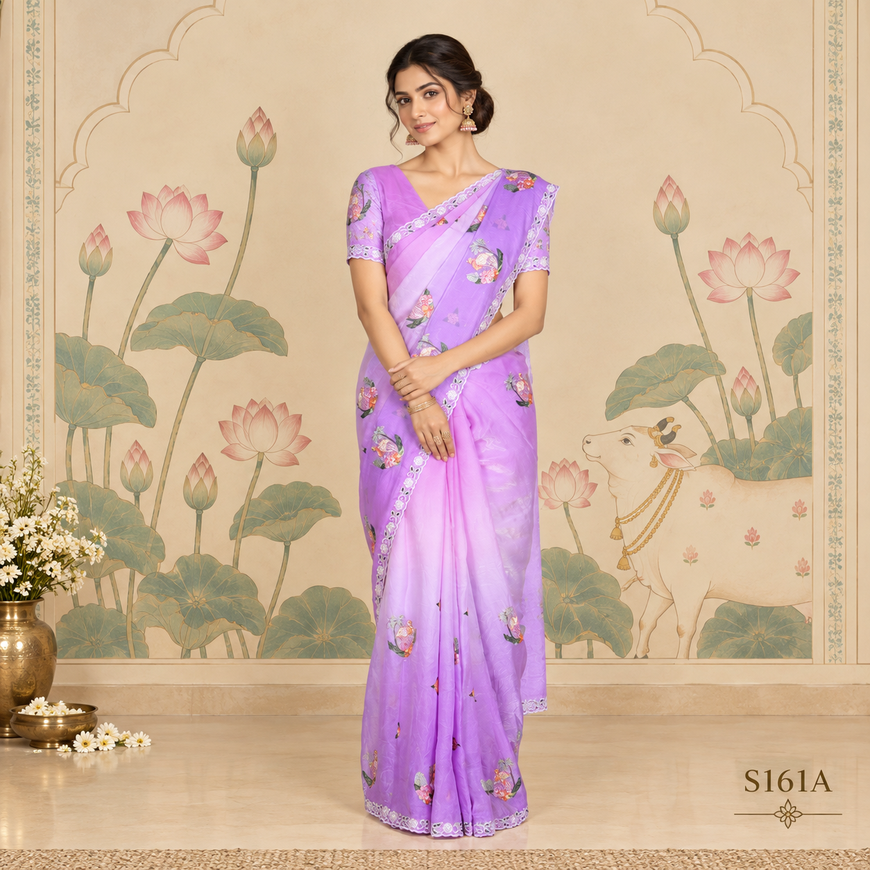 S161A (2) Fancy Work Sarees - Image 1