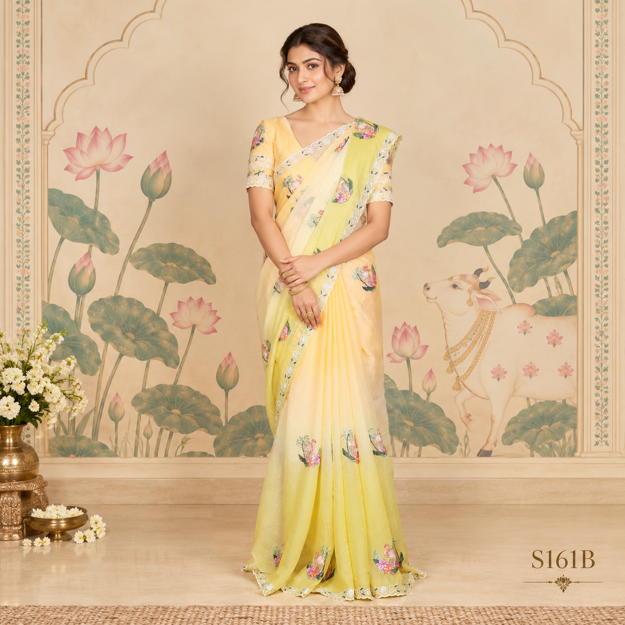 S161B (2) Fancy Work Sarees - Image 1
