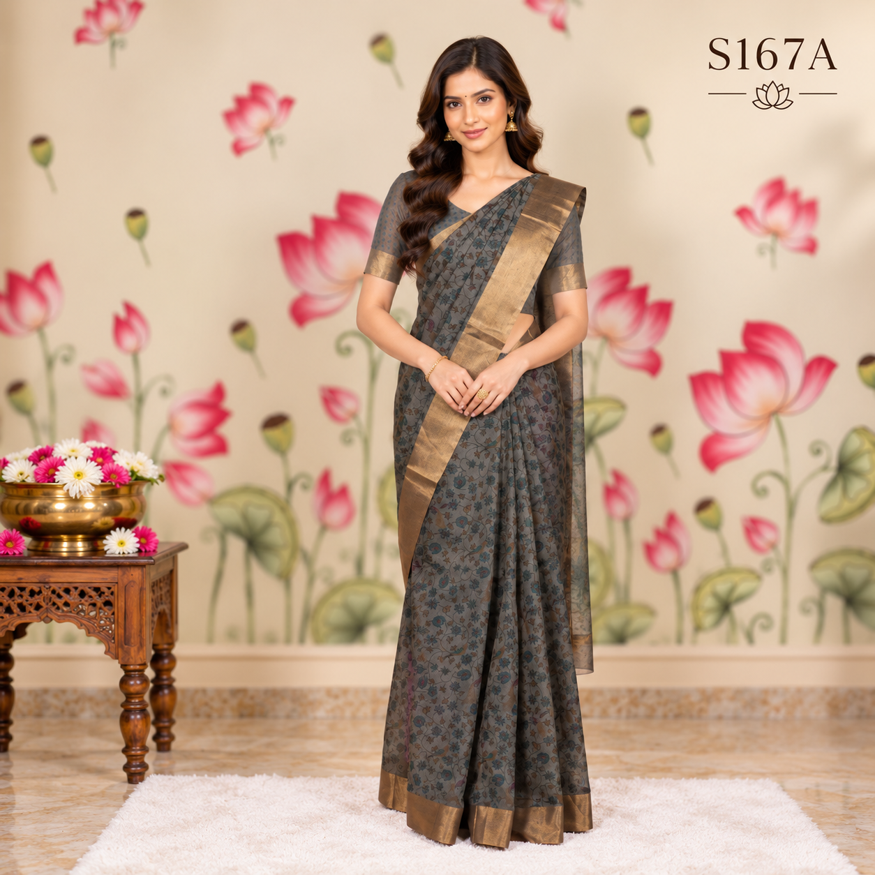 S167A (2) Printed Cotton Sarees - Image 1
