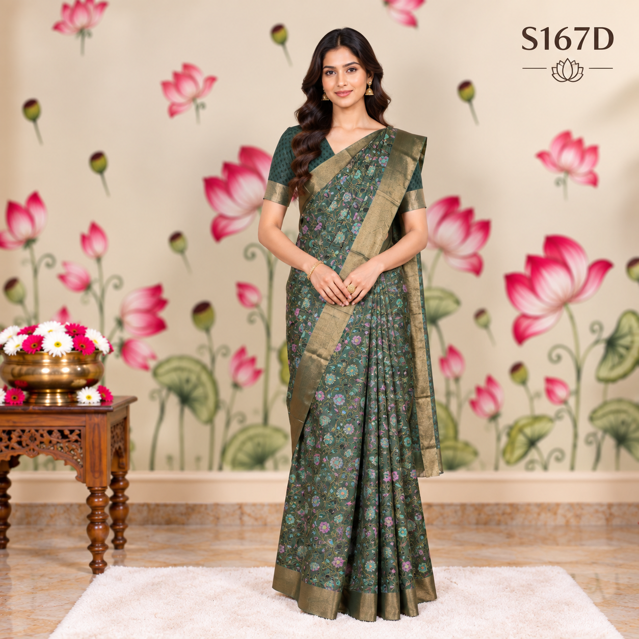 S167D (2) Printed Cotton Sarees - Image 1