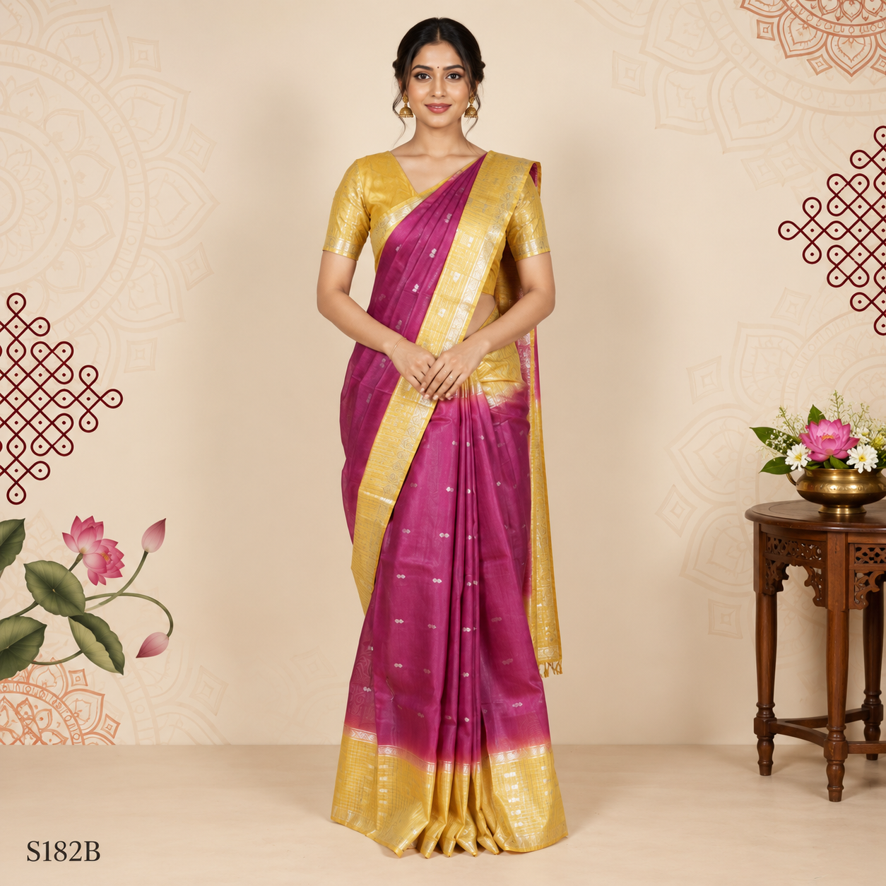 S182B (2) Semi Khadi Sarees - Image 1