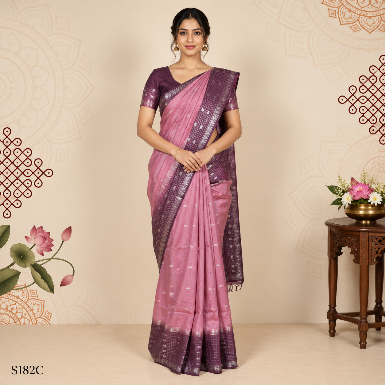 S182C (2) Semi Khadi Sarees - Image 1