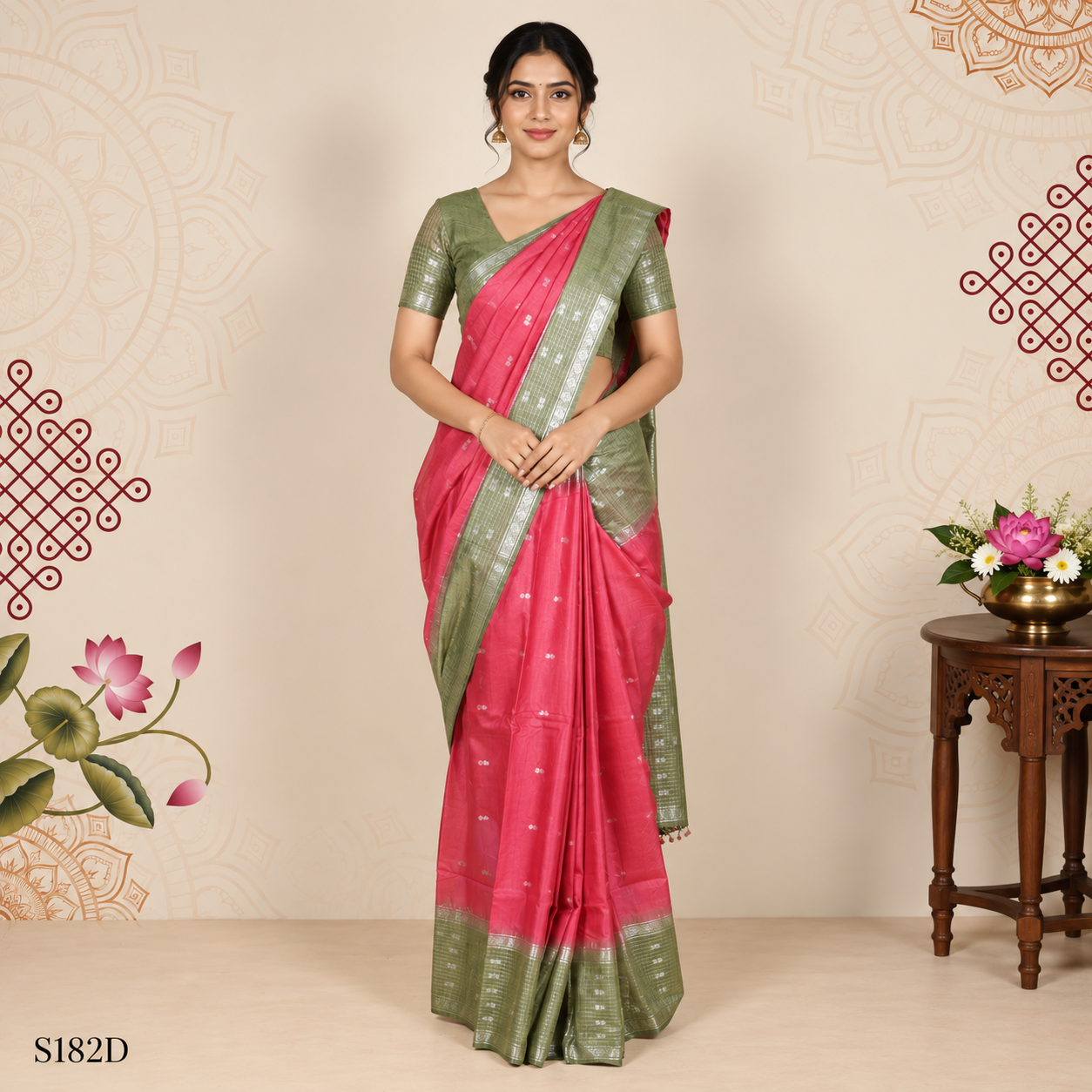 S182D (2) Semi Khadi Sarees - Image 1