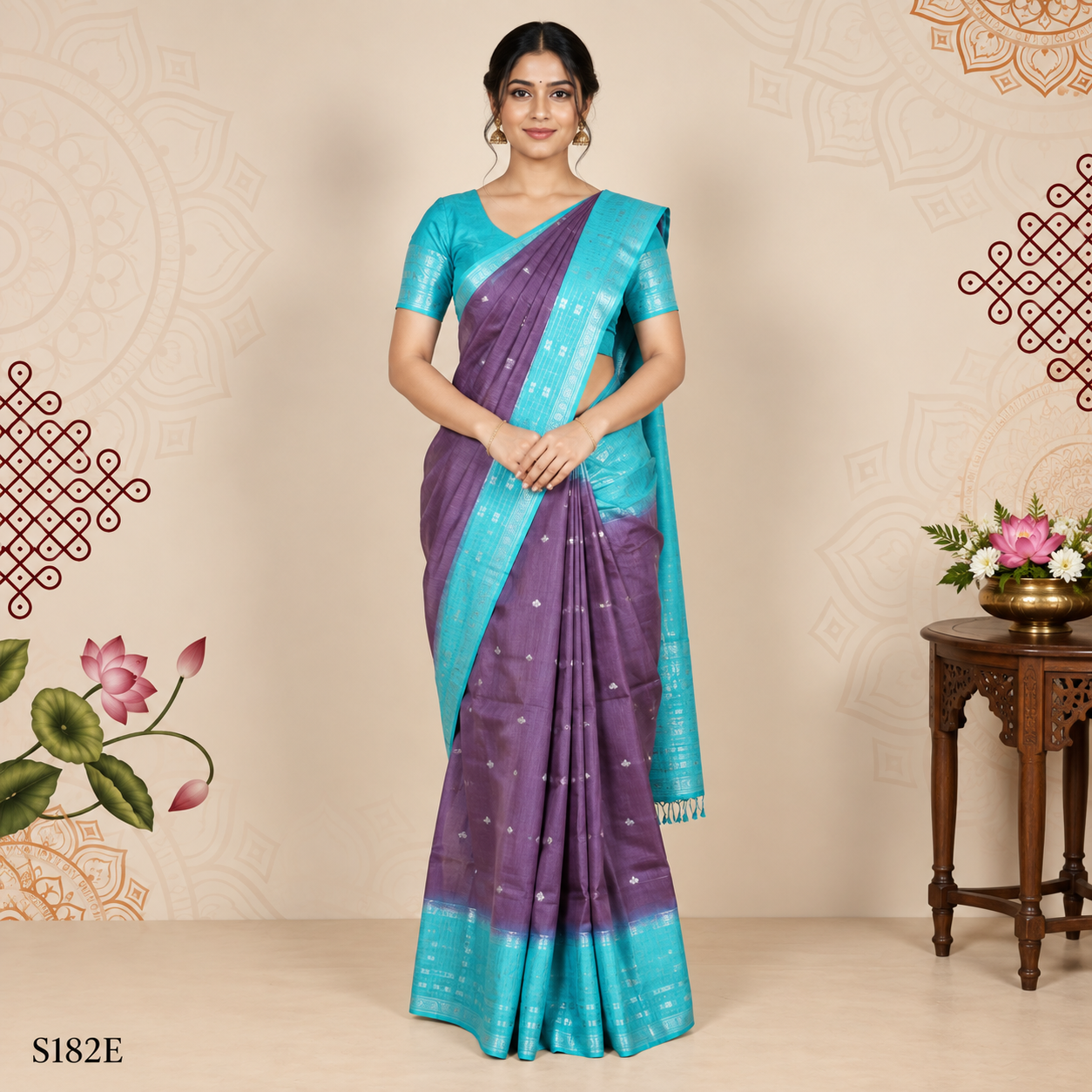 S182E (2) Semi Khadi Sarees - Image 1