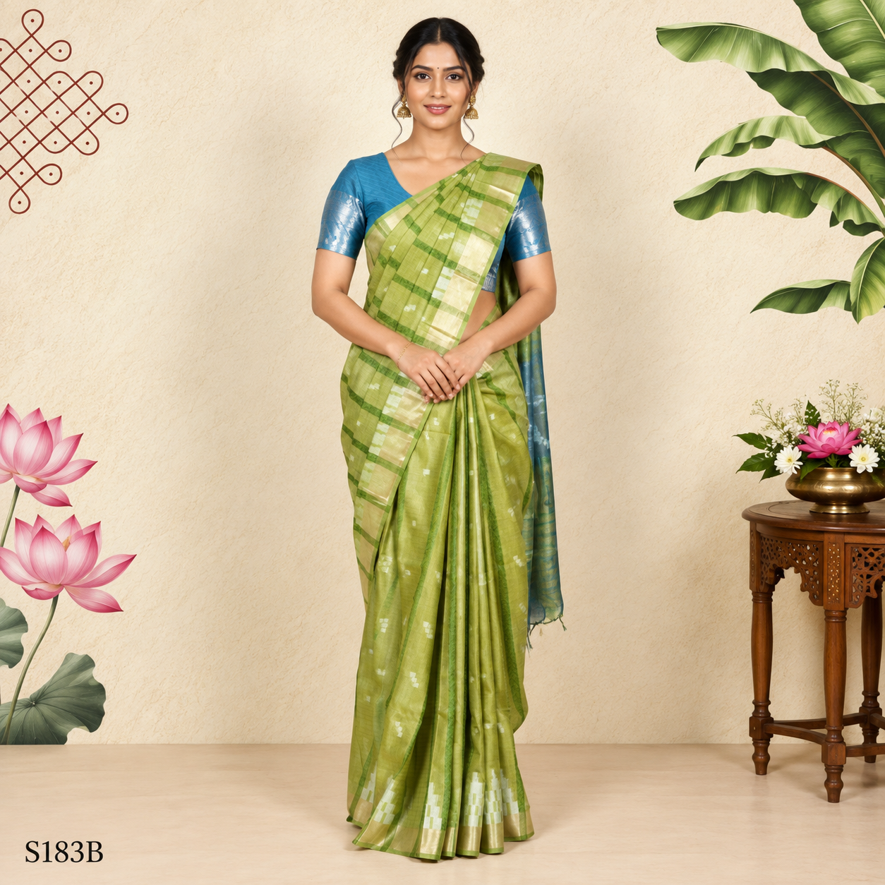 S183B (2) Semi Khadi Sarees - Image 1