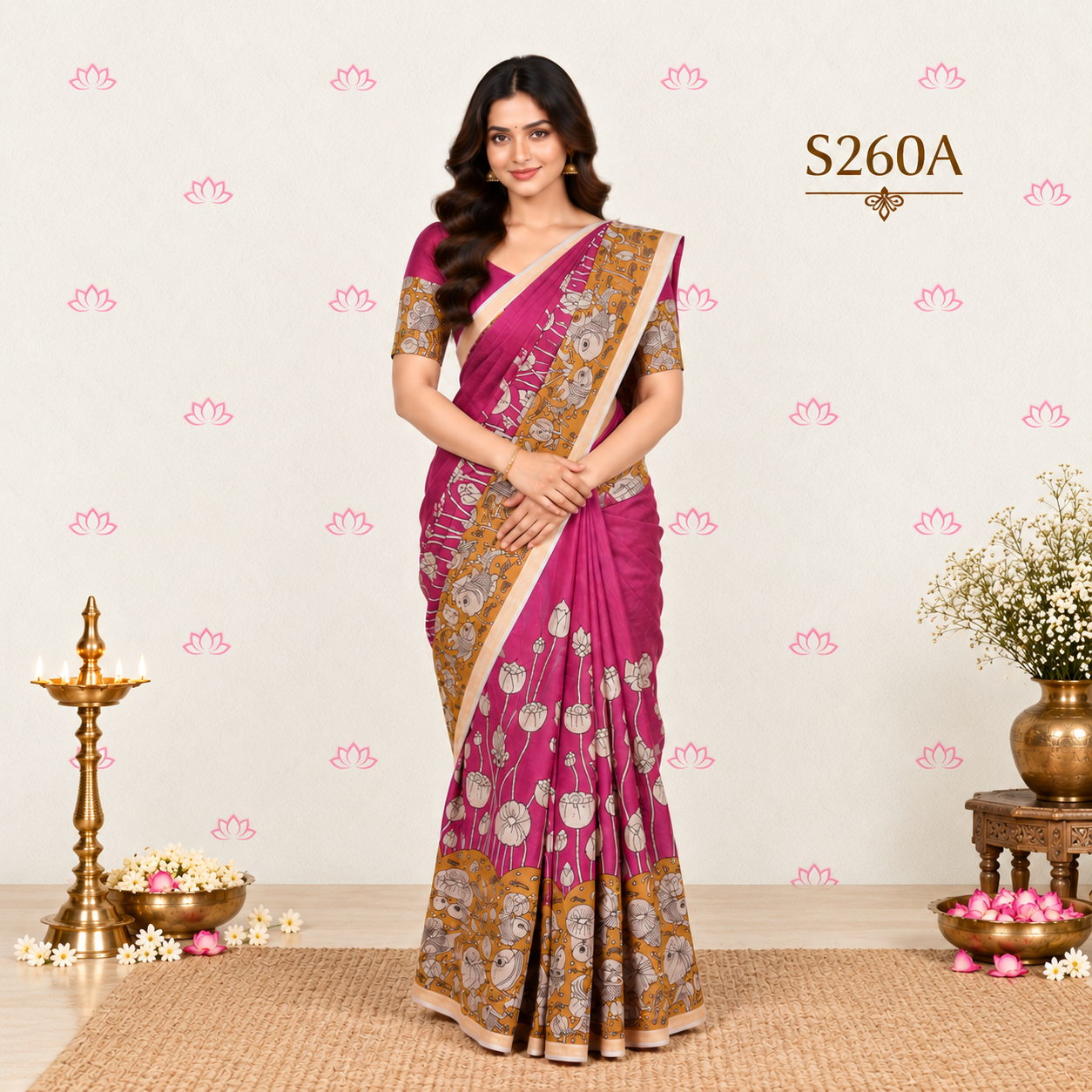 Elegant Magenta Saree Catalog Portrait Printed Kota Sarees - Image 1
