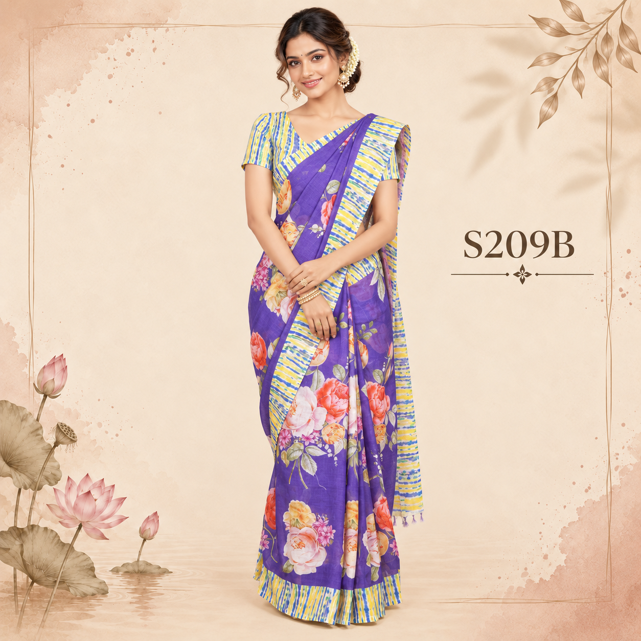 S209B(1) Lenin Print Sarees - Image 1