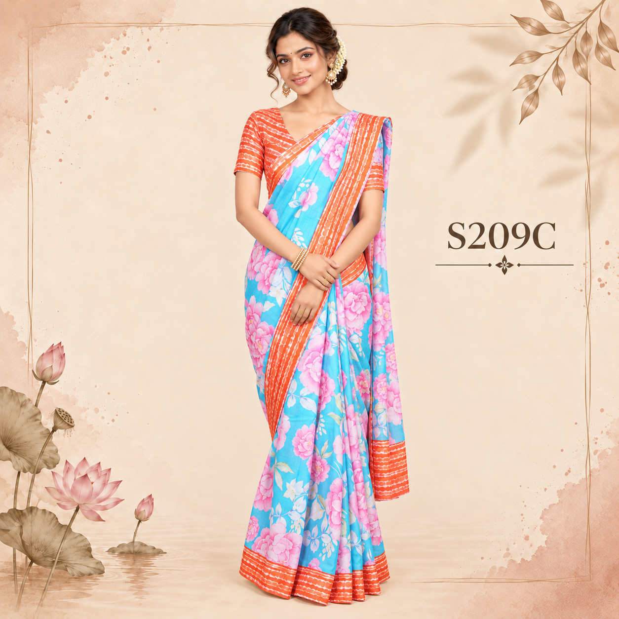 S209C(1) Lenin Print Sarees - Image 1