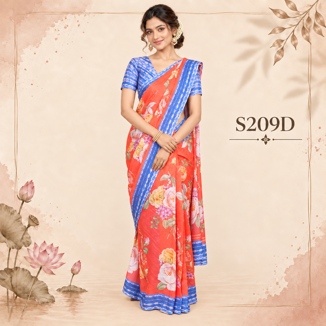 S209D(1) Lenin Print Sarees - Image 1