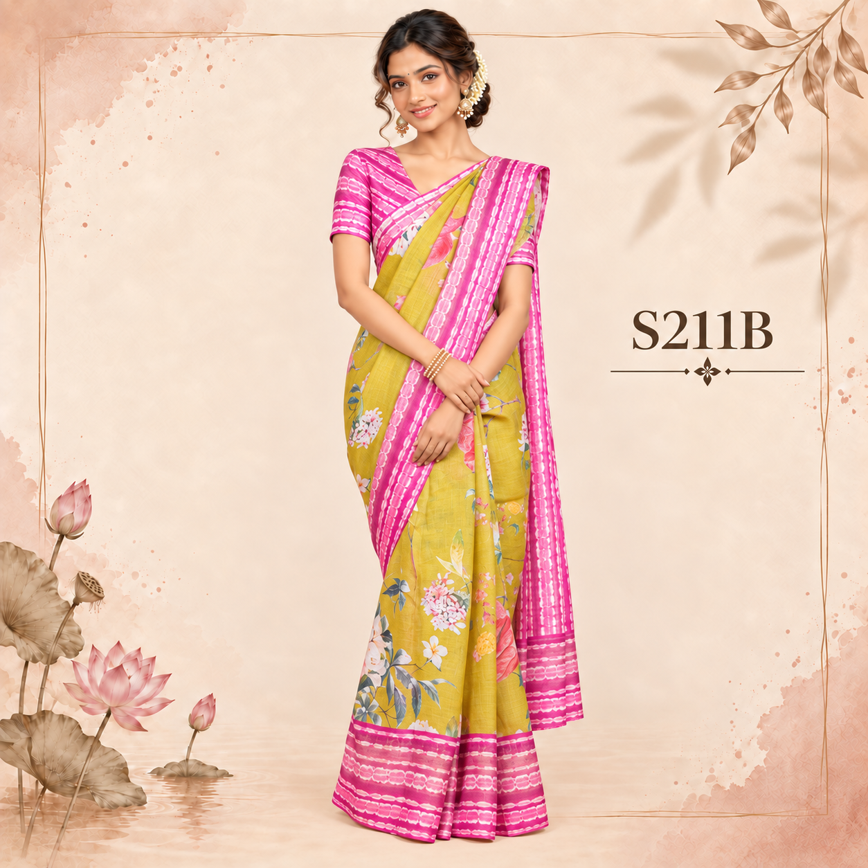 S211B(1) Lenin Print Sarees - Image 1