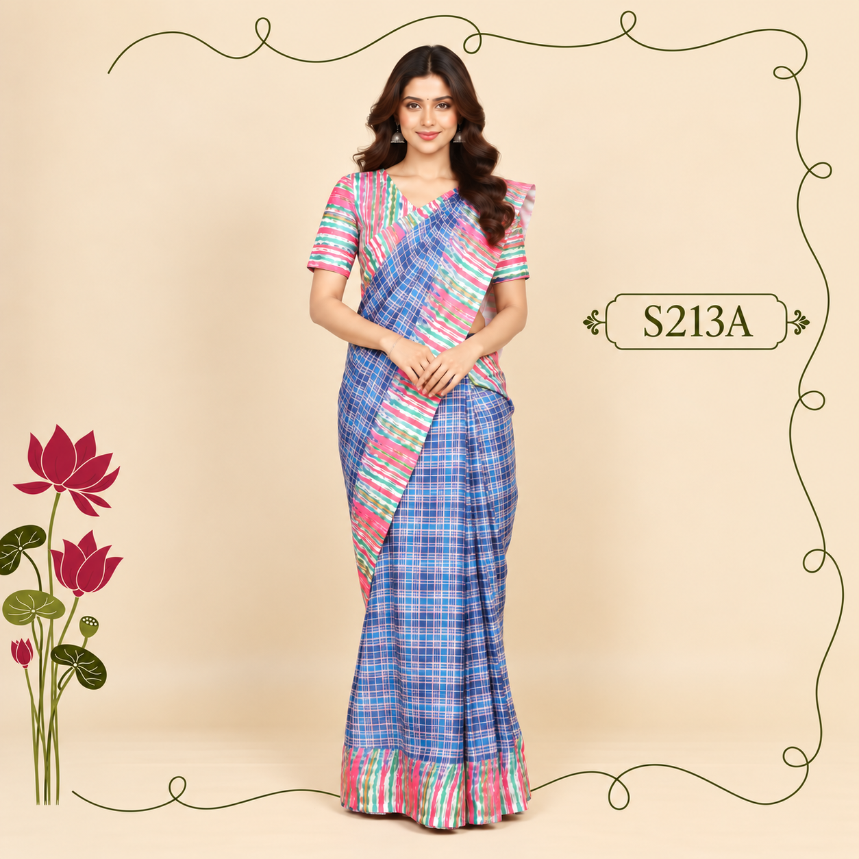 S213A(1) Lenin Print Sarees - Image 1