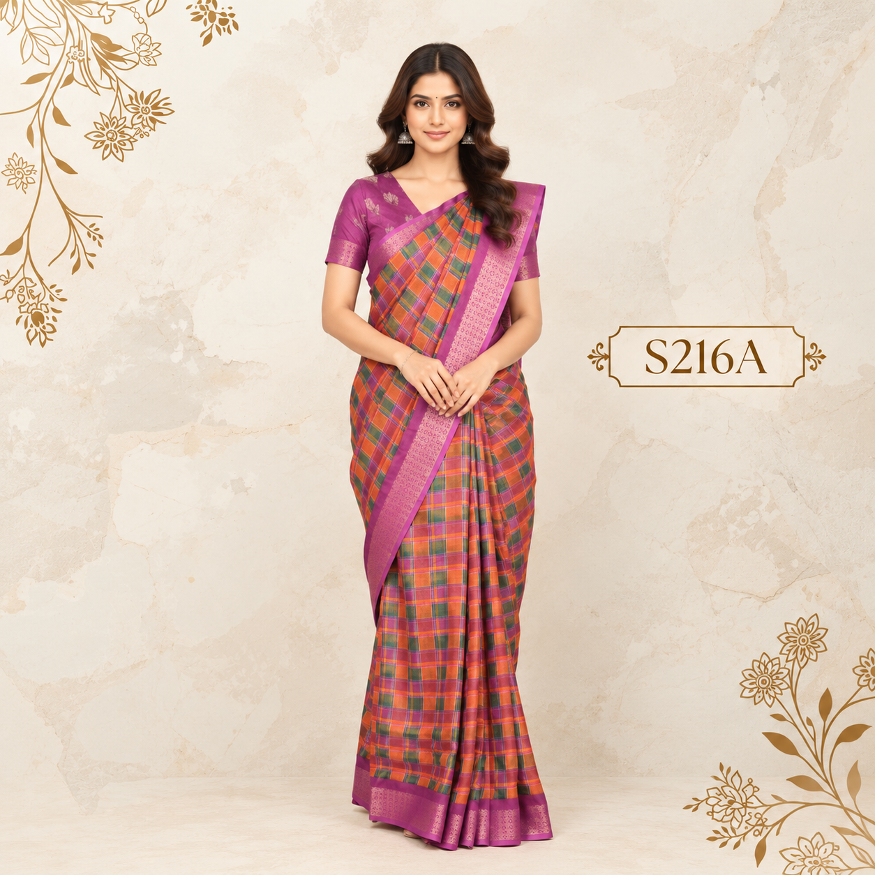 S216A(1) Lenin Print Sarees - Image 1