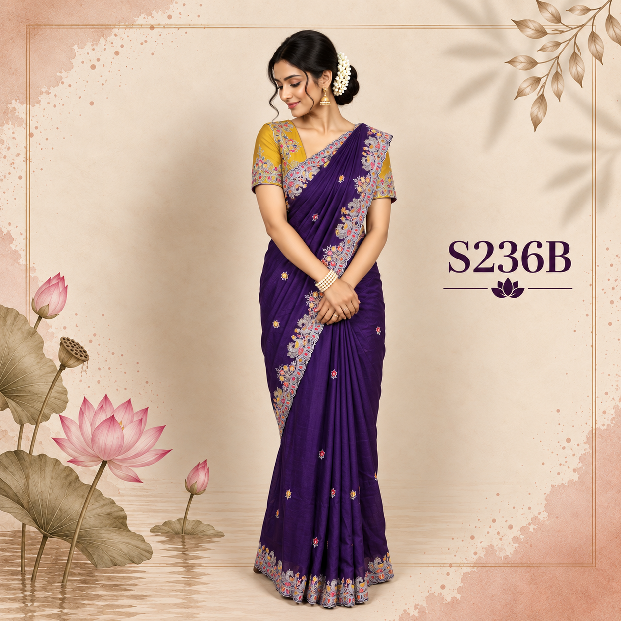 S236B(1) Fancy Work Sarees - Image 1