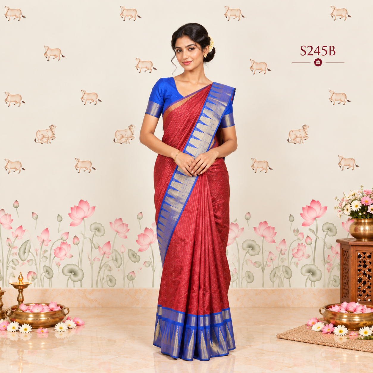 S245B(1) Fancy Khadi Sarees - Image 1
