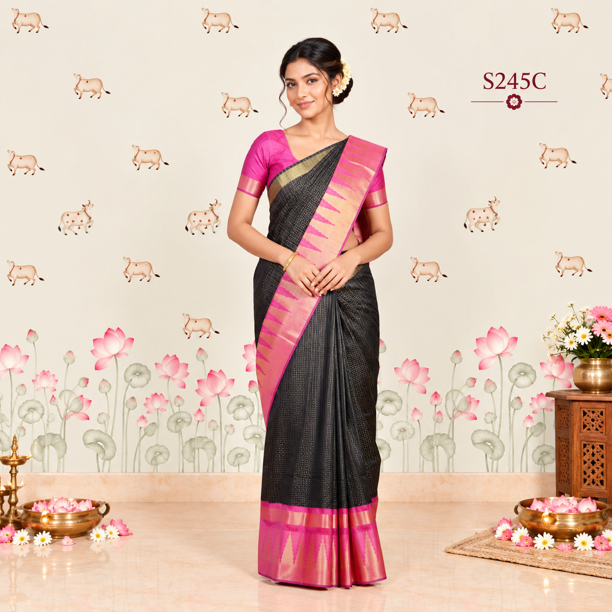 S245C(1) Fancy Khadi Sarees - Image 1